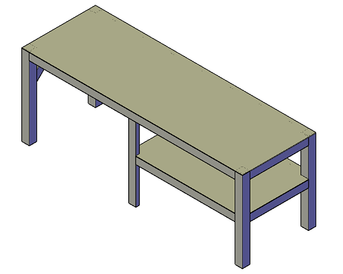 Bouwtekening voor een stalen werkbank